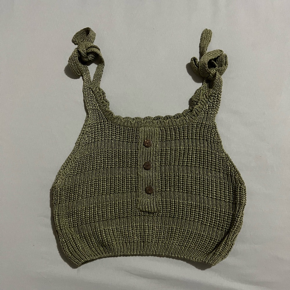 Olive Knit Crop Tank
